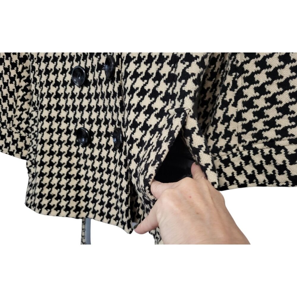 Vintage Talbots Houndstooth Belted Wool Coat Wool Double Breasted - Picture 7 of 14